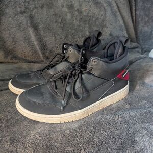Jordan Black and Red High-Top Sneakers